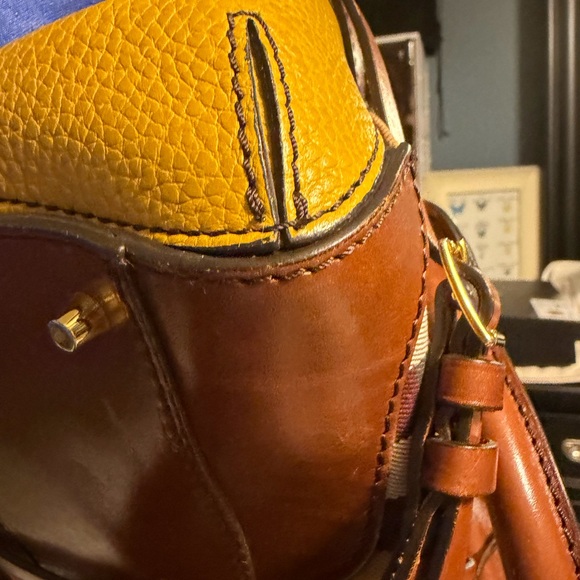 Burberry Gladstone 2 way Brown and Yellow nova check cloth and leather Satchel - Picture 9 of 14